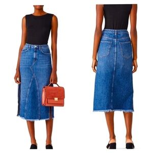 Free People Denim Midi Skirt 6 Blue